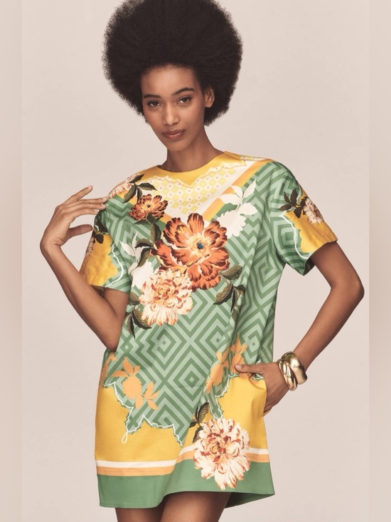 Anthropologie Dresses & Skirts - Anthropologie T Shirt Mini Dress Floral Colorful Short Sleeve Whimsical Boho M